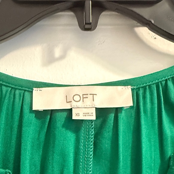 Loft Green Button Up Fit & Flare Dress Size: XS - Picture 2 of 2